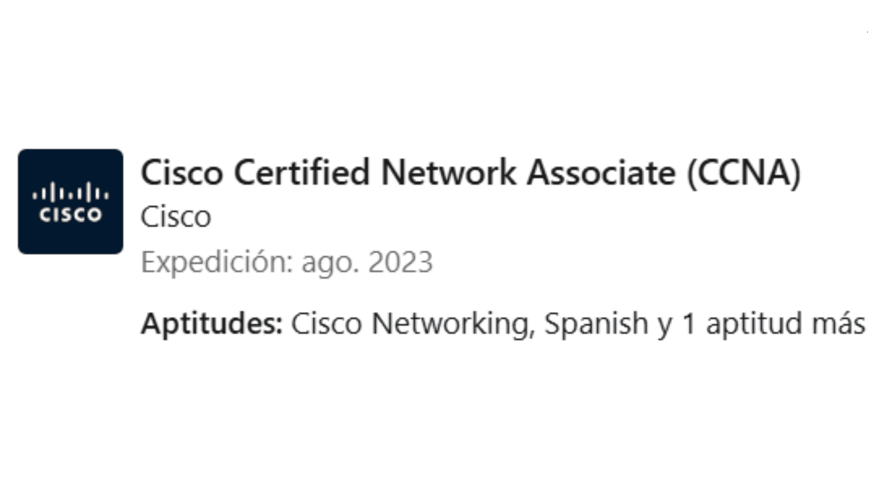 Carlos Anaya Ruiz - Certificación: Cisco Certified Network Associate (CCNA) - Cisco
